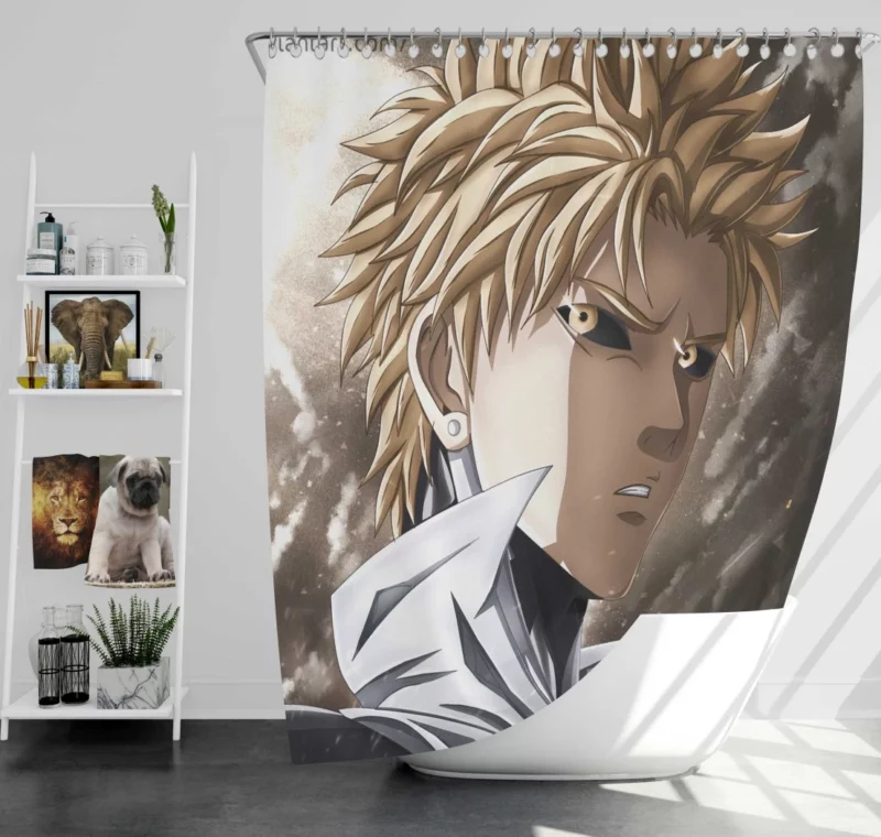 Genos One-Punch Man Unyielding Spirit Anime Shower Curtain