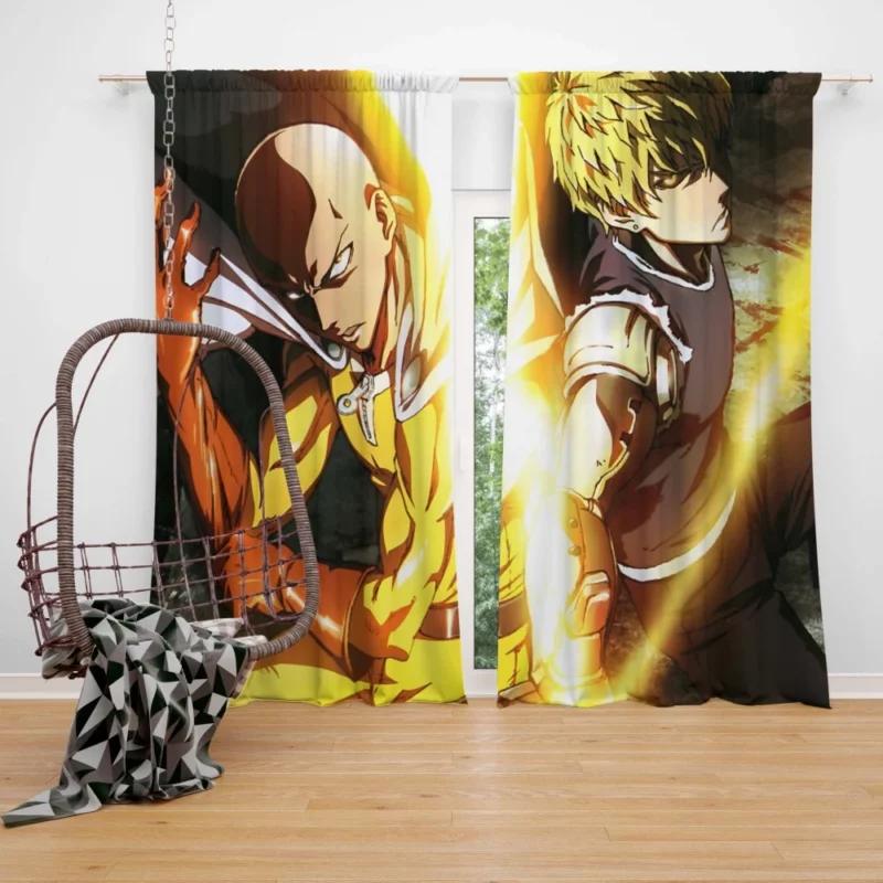 Genos and Saitama Dynamic Duo Anime Curtain