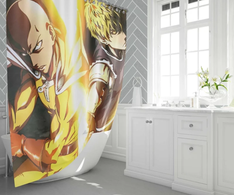 Genos and Saitama Dynamic Duo Anime Shower Curtain 1