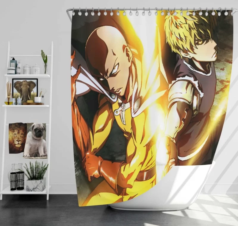 Genos and Saitama Dynamic Duo Anime Shower Curtain