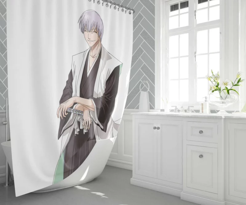 Gin Ichimaru Bleach Crafty Swordsman Anime Shower Curtain 1