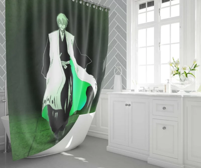 Gin Ichimaru Bleach Silver-Tongued Fox Anime Shower Curtain 1