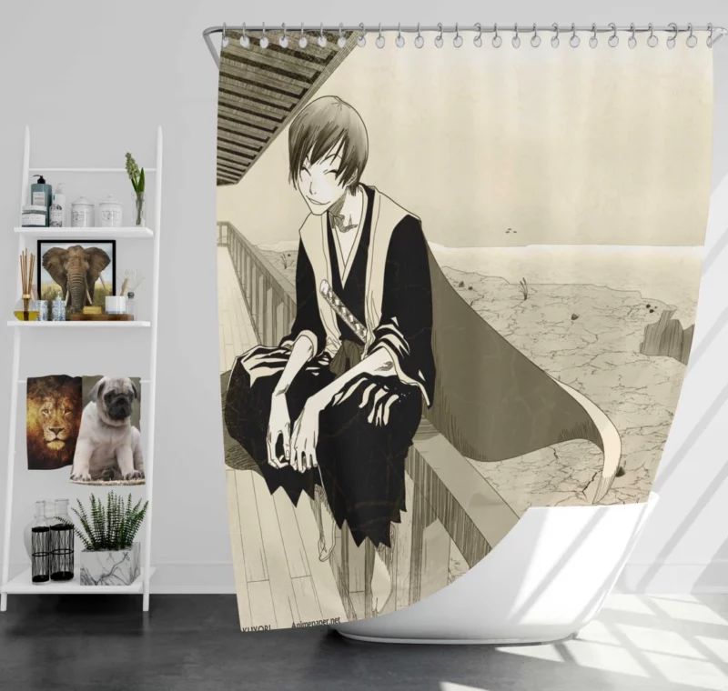 Gin Ichimaru Echoes of Deception in Bleach Anime Shower Curtain