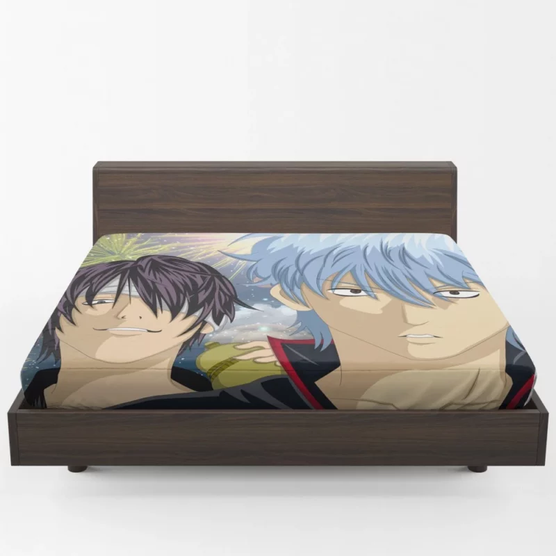 Gintoki Clash with Shinsuke Takasugi Anime Fitted Sheet 1