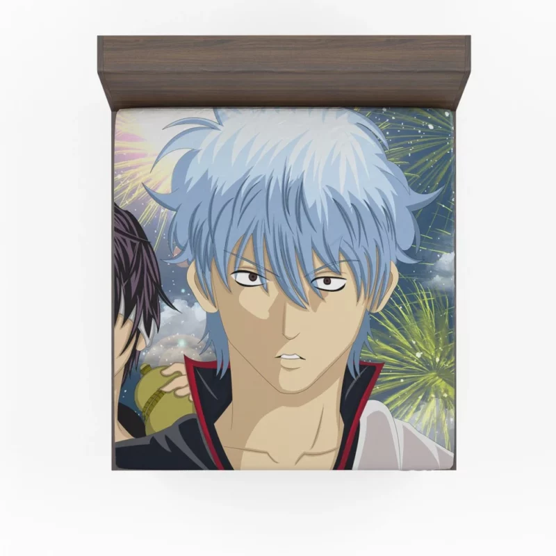 Gintoki Clash with Shinsuke Takasugi Anime Fitted Sheet