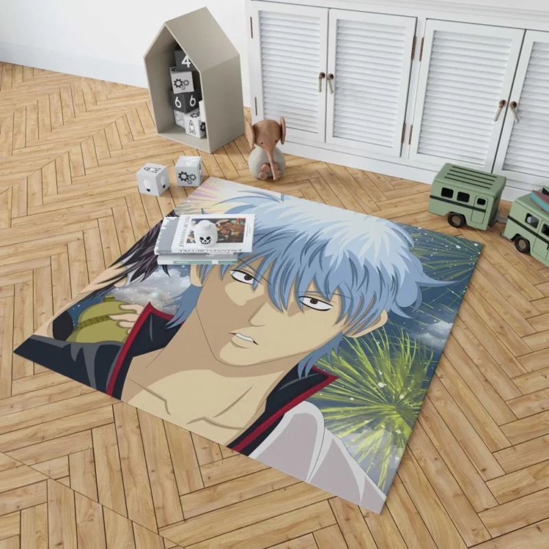 Gintoki Clash with Shinsuke Takasugi Anime Rug 1