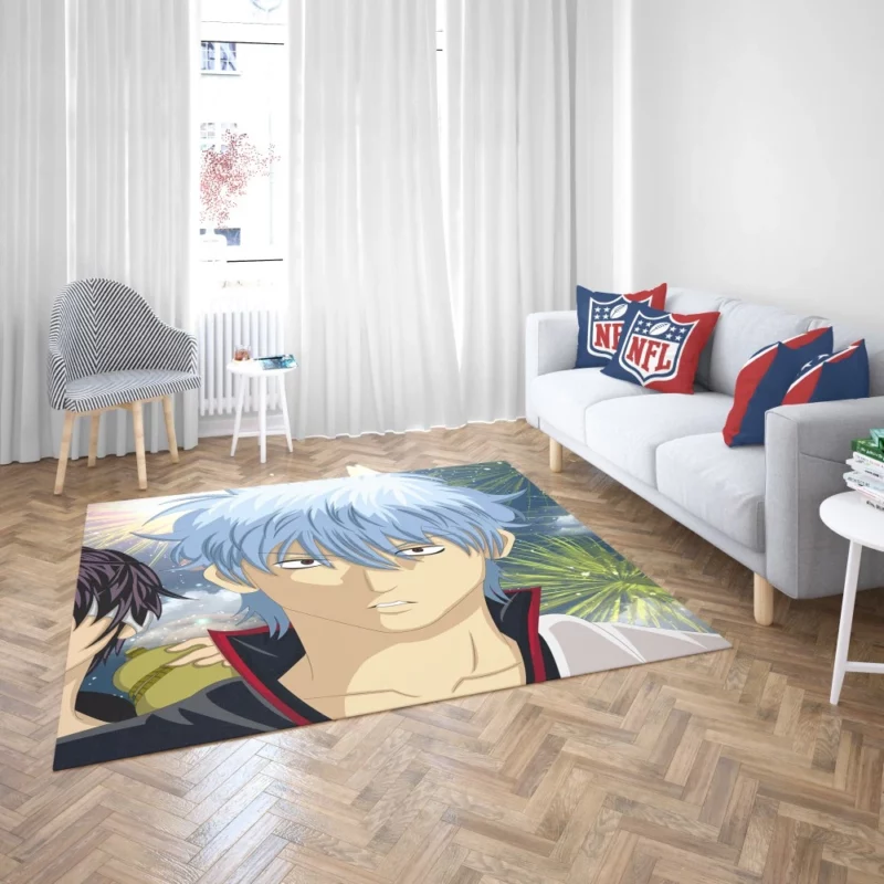 Gintoki Clash with Shinsuke Takasugi Anime Rug 2