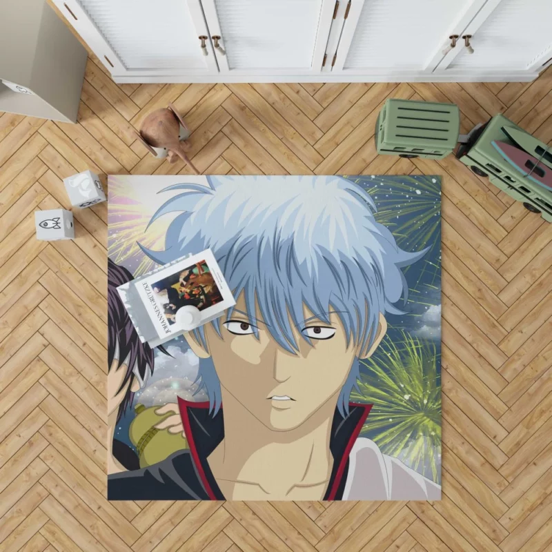 Gintoki Clash with Shinsuke Takasugi Anime Rug