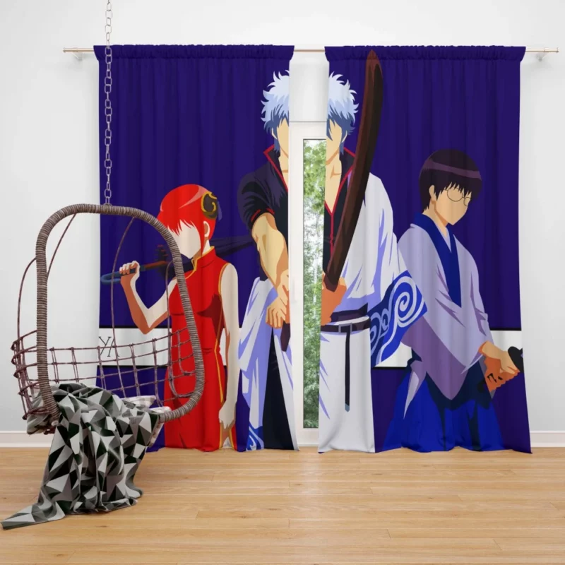 Gintoki Kagura Shinpachi Team Anime Curtain