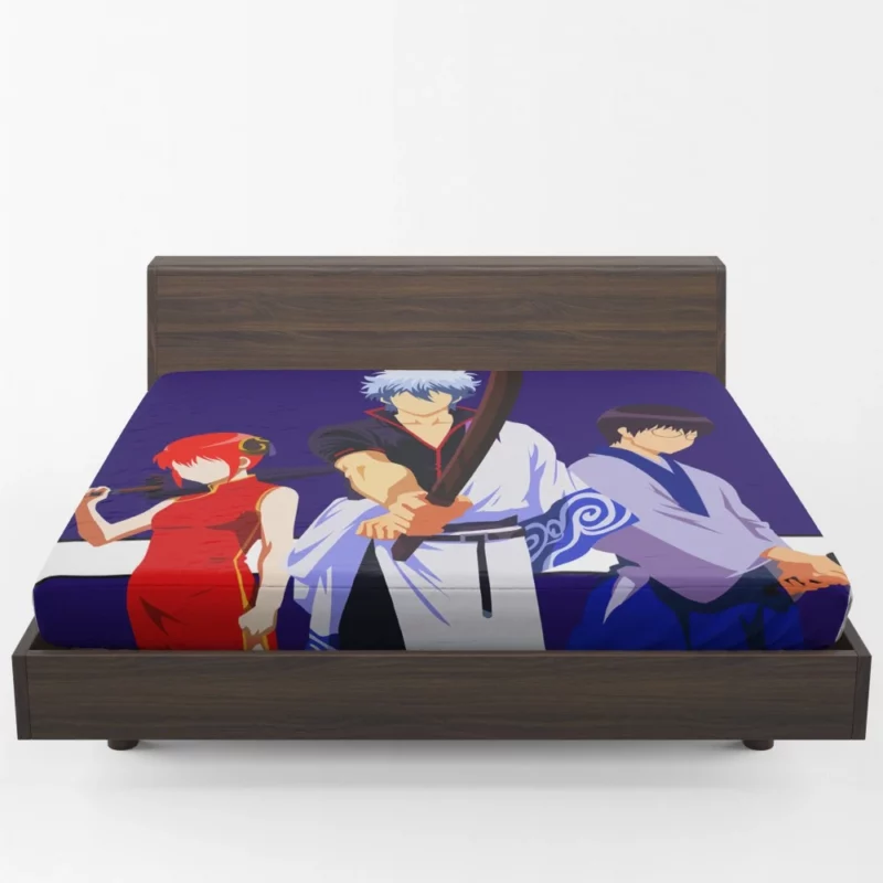 Gintoki Kagura Shinpachi Team Anime Fitted Sheet 1