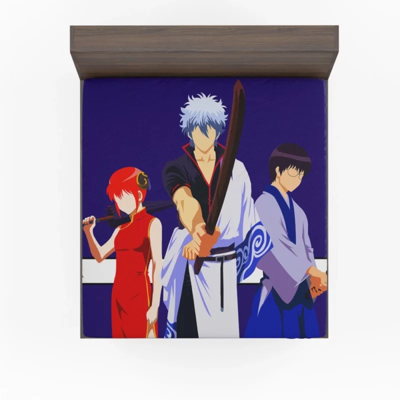 Gintoki Kagura Shinpachi Team Anime Fitted Sheet