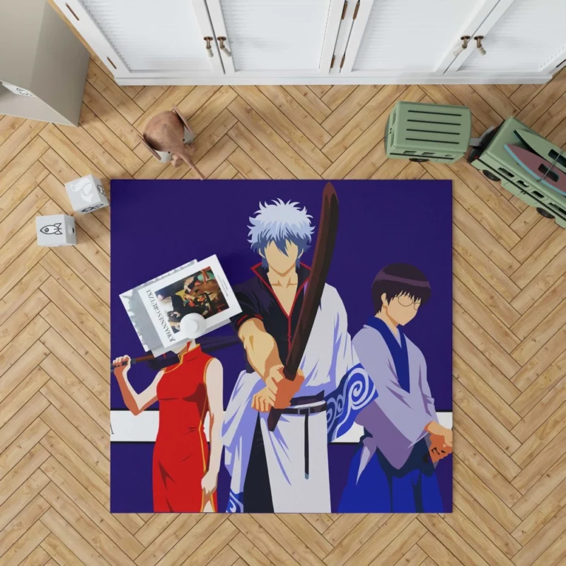 Gintoki Kagura Shinpachi Team Anime Rug