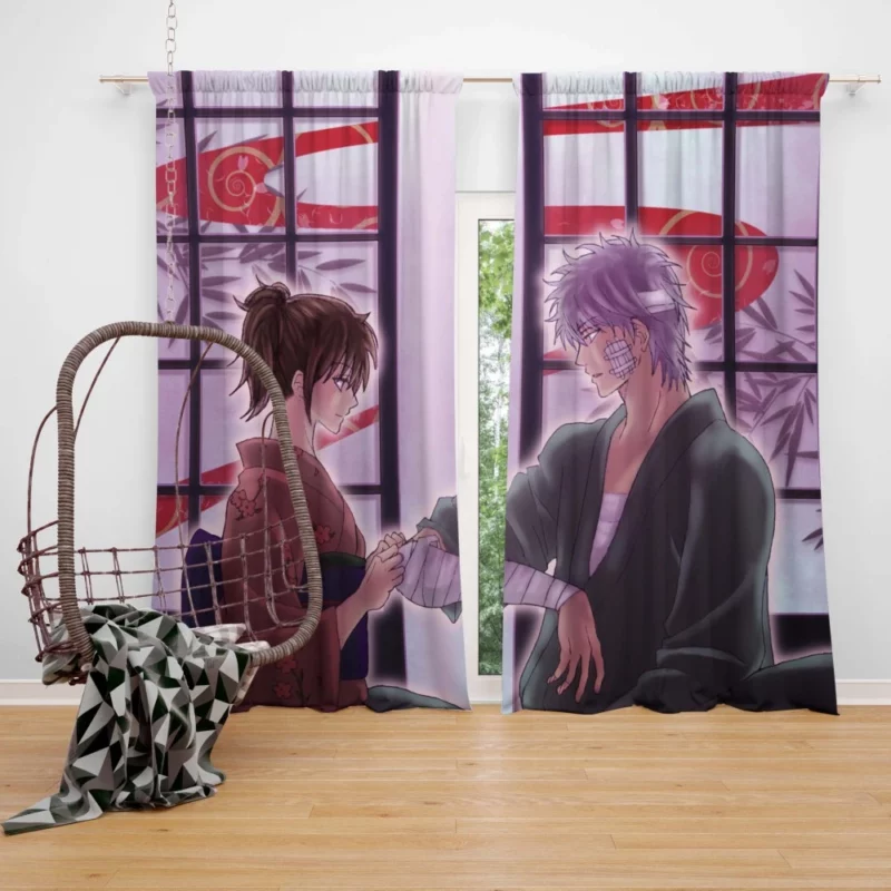 Gintoki and Tae Friends in Gintama Anime Curtain