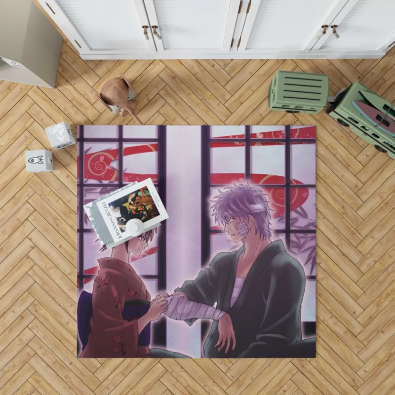 Gintoki and Tae Friends in Gintama Anime Rug