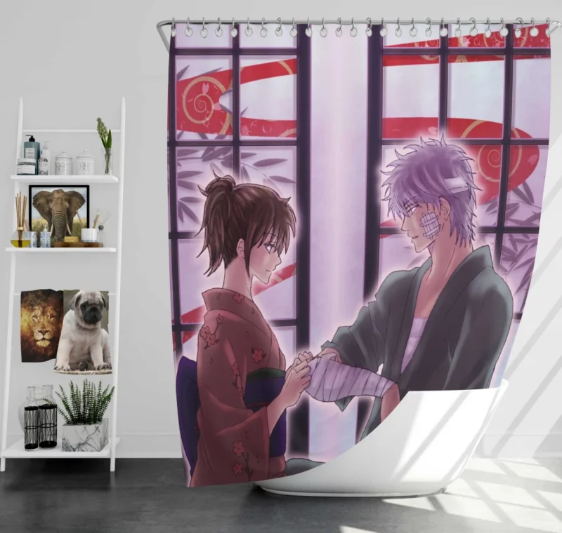 Gintoki and Tae Friends in Gintama Anime Shower Curtain