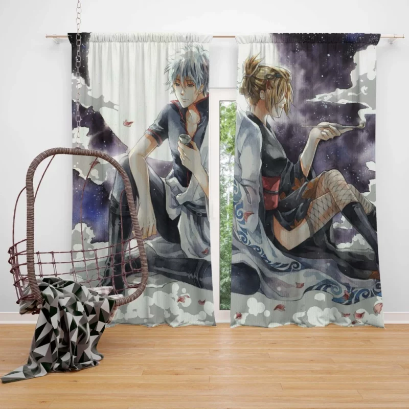 Gintoki and Tsukuyo Odd Duo Anime Curtain