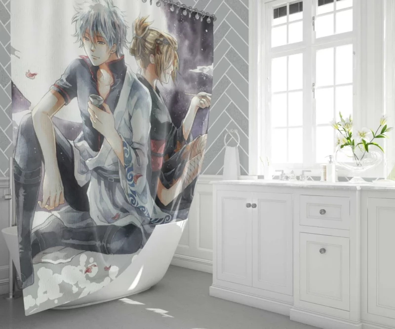 Gintoki and Tsukuyo Odd Duo Anime Shower Curtain 1