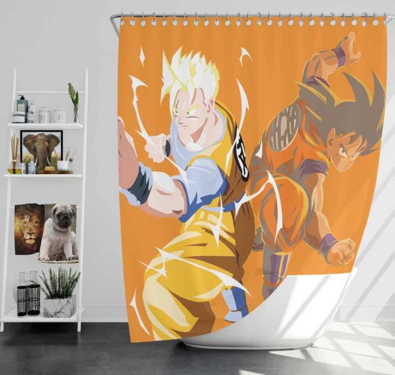 Gohan & Goku Bond Unbreakable Connection Anime Shower Curtain