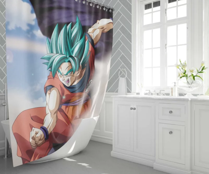 Goku Dragon ball Super Saiyan Blue Anime Shower Curtain 1