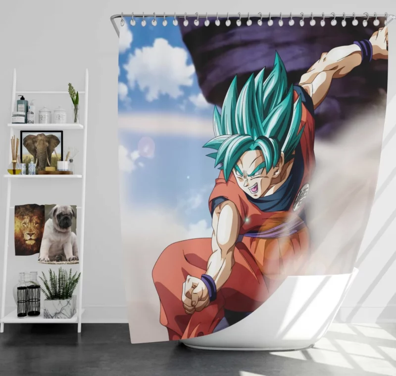 Goku Dragon ball Super Saiyan Blue Anime Shower Curtain