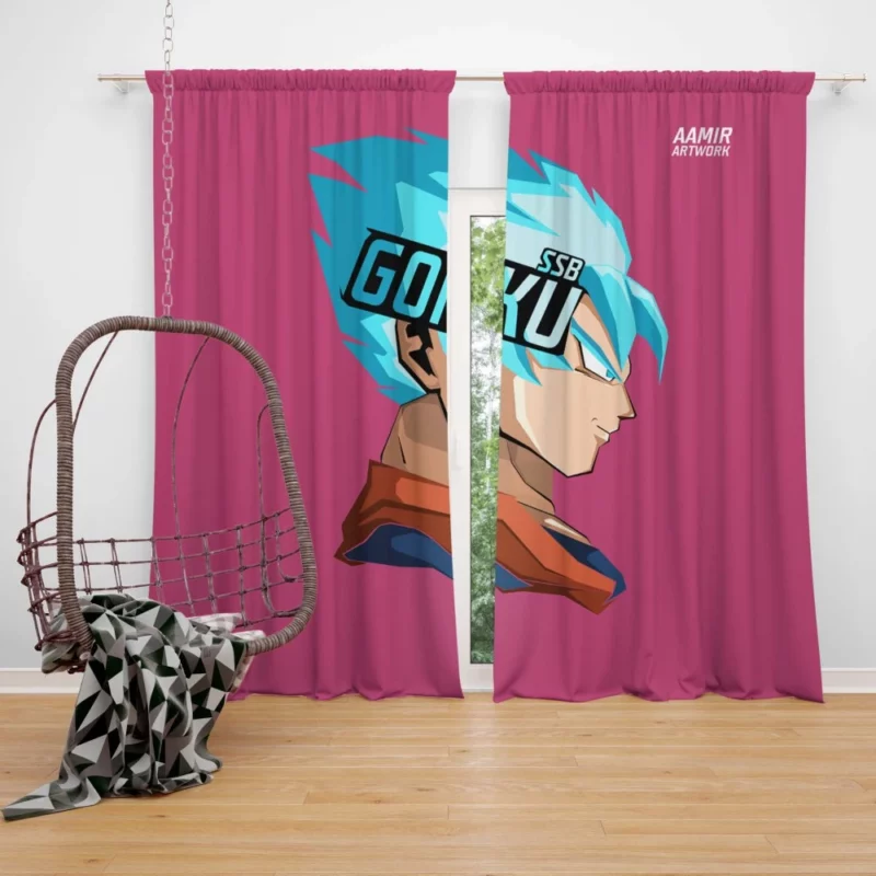 Goku Evolution Super Saiyan Blue Anime Curtain