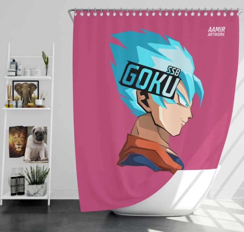 Goku Evolution Super Saiyan Blue Anime Shower Curtain