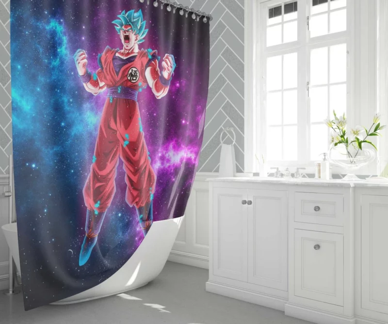 Goku Godly Power and Form Anime Shower Curtain 1