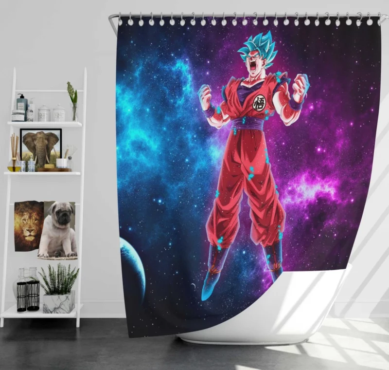 Goku Godly Power and Form Anime Shower Curtain