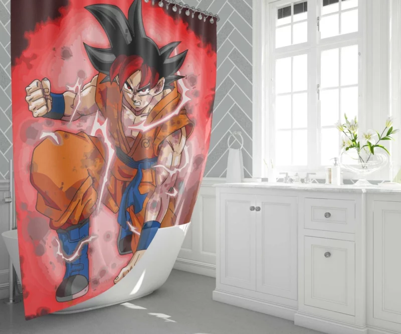 Goku Godly Transformation Revealed Anime Shower Curtain 1