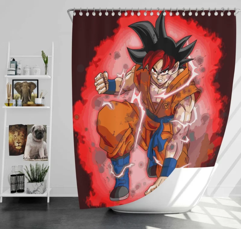 Goku Godly Transformation Revealed Anime Shower Curtain