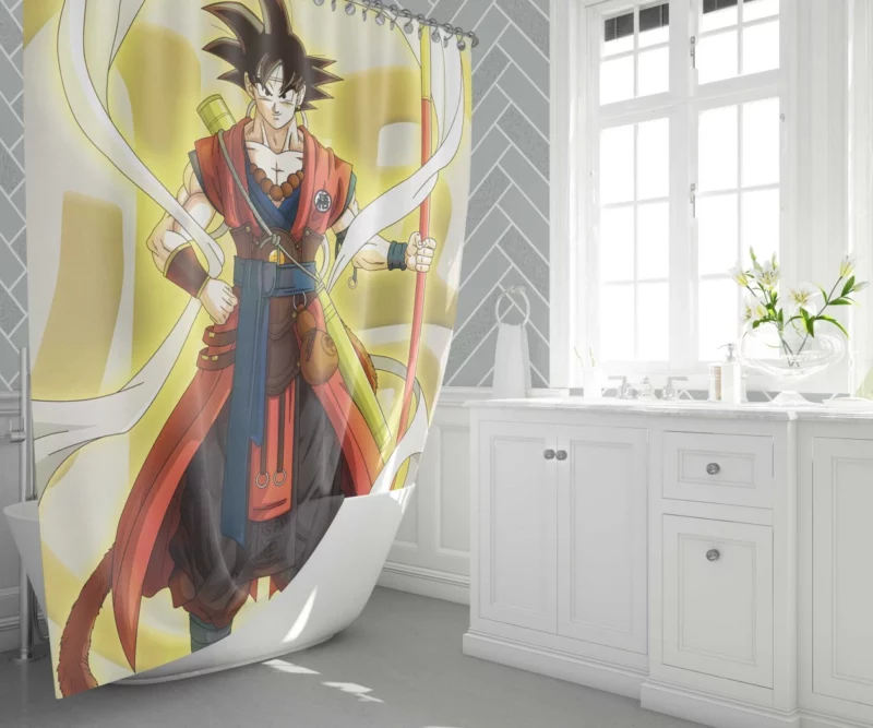 Goku Heroic Journey in Anime Shower Curtain 1