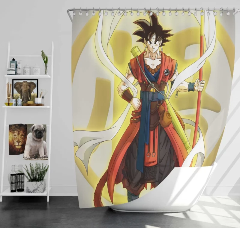 Goku Heroic Journey in Anime Shower Curtain