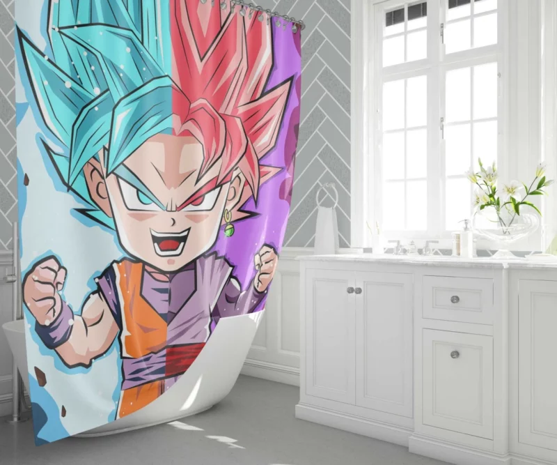 Goku Intense Battle of Wills Anime Shower Curtain 1