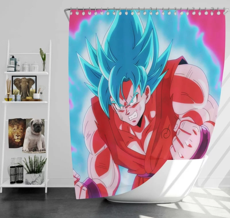 Goku Kaioken Mastery Unleashed Power Anime Shower Curtain