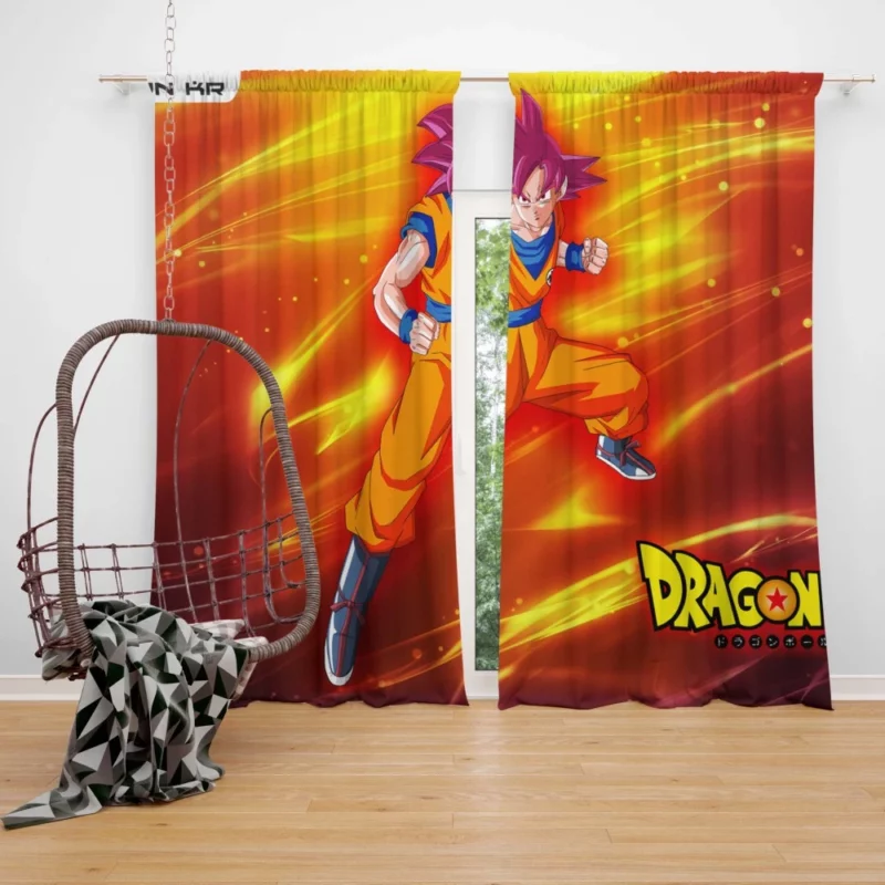 Goku SSJ God Form Radiant Might Anime Curtain