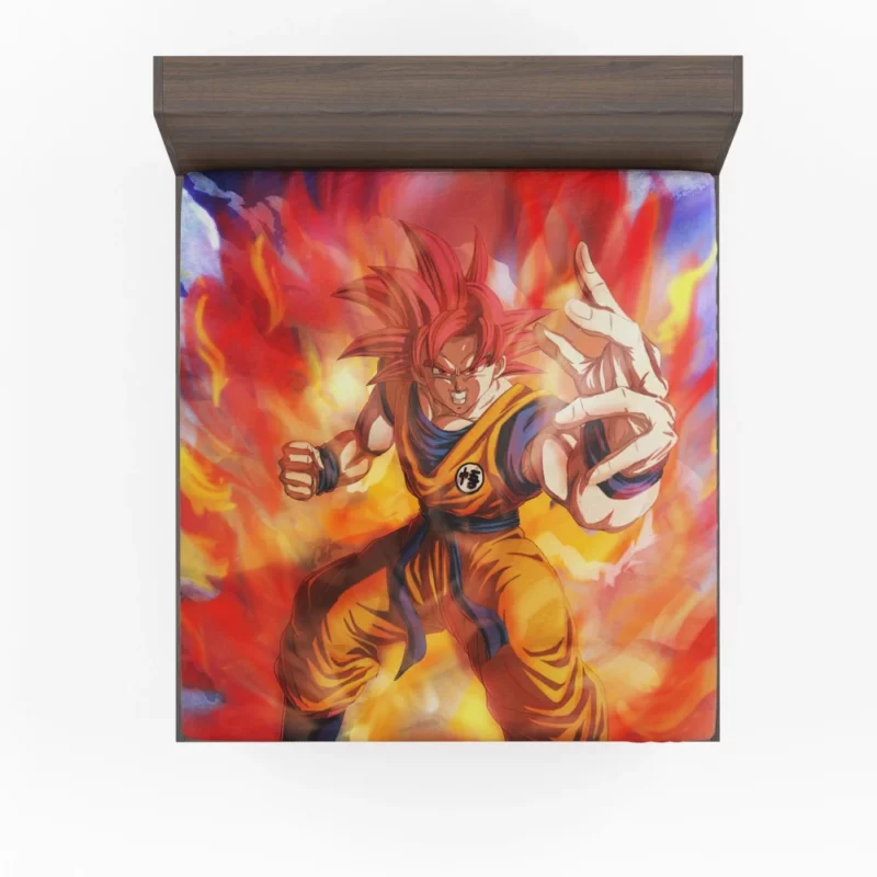 Goku SSJ God Form Radiant Power Anime Fitted Sheet