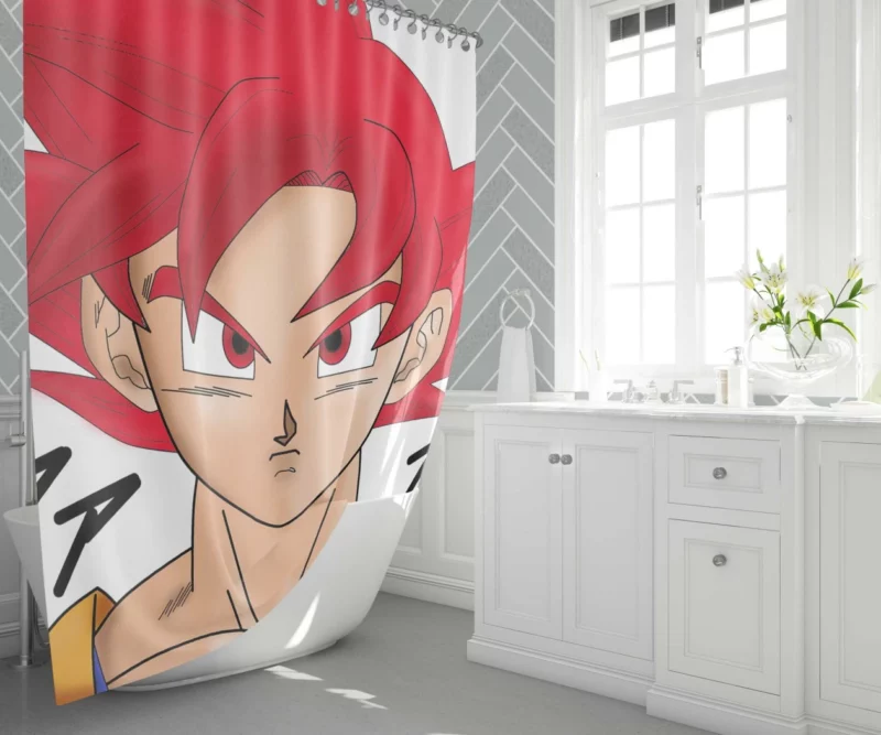 Goku SSJ God Power Divine Might Anime Shower Curtain 1