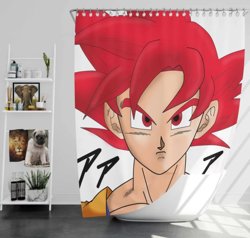 Goku SSJ God Power Divine Might Anime Shower Curtain