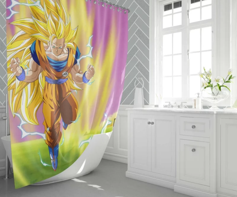Goku SSJ3 Power Epic Ascension Anime Shower Curtain 1