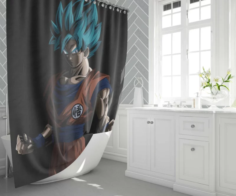 Goku Super Saiyan Blue Triumph Anime Shower Curtain 1