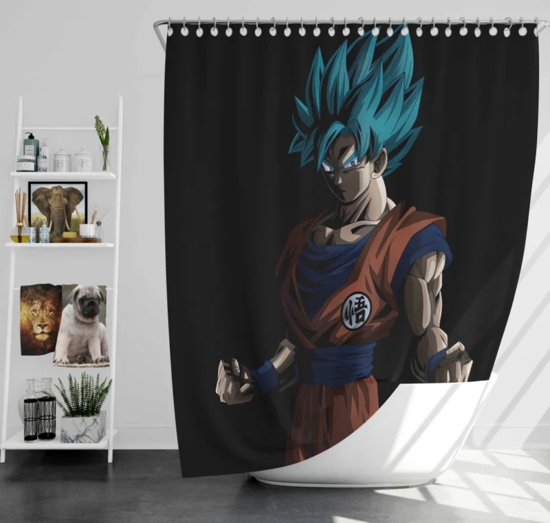 Goku Super Saiyan Blue Triumph Anime Shower Curtain