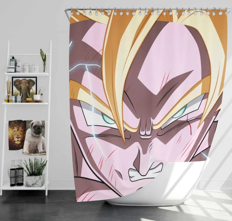 Goku Super Saiyan Saga Chronicles Anime Shower Curtain