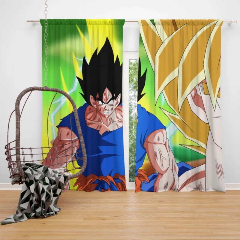 Goku Thrilling Quest Through Time Anime Curtain