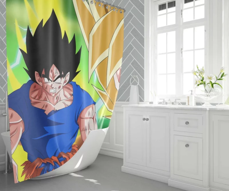 Goku Thrilling Quest Through Time Anime Shower Curtain 1