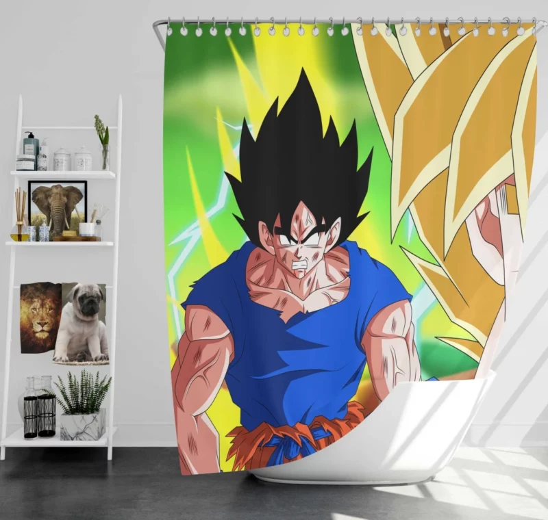 Goku Thrilling Quest Through Time Anime Shower Curtain