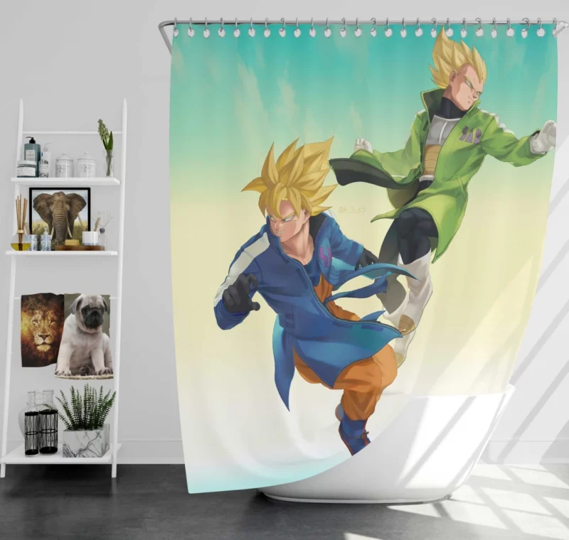 Goku & Vegeta Battle Fiery Showdown Anime Shower Curtain