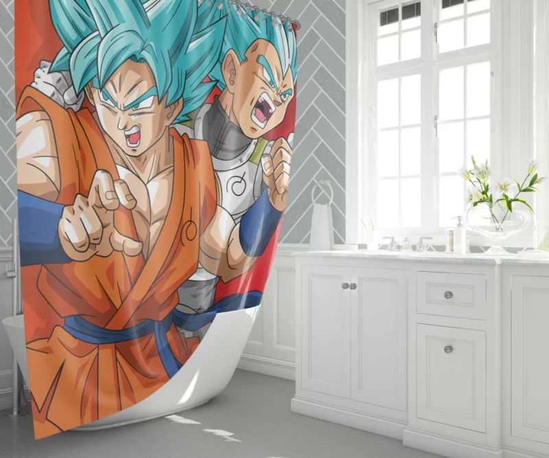 Goku & Vegeta Bond Eternal Allies Anime Shower Curtain 1