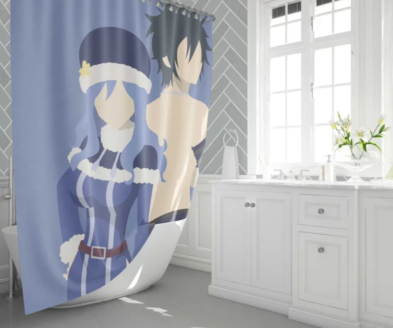 Gray and Juvia Fairy Tail Love Story Anime Shower Curtain 1