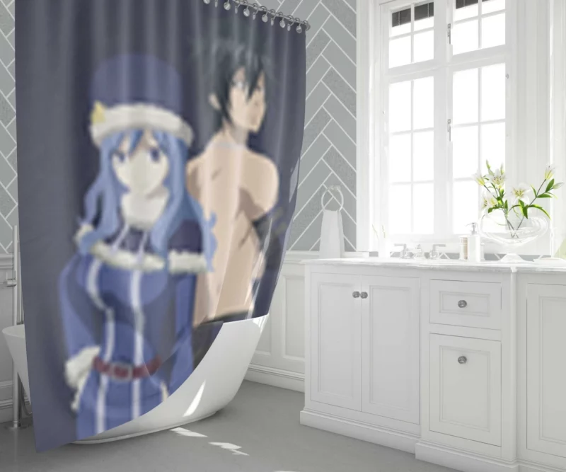 Gray and Juvia Watery Bonds Anime Shower Curtain 1