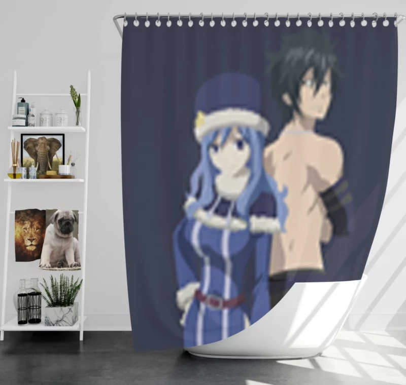 Gray and Juvia Watery Bonds Anime Shower Curtain